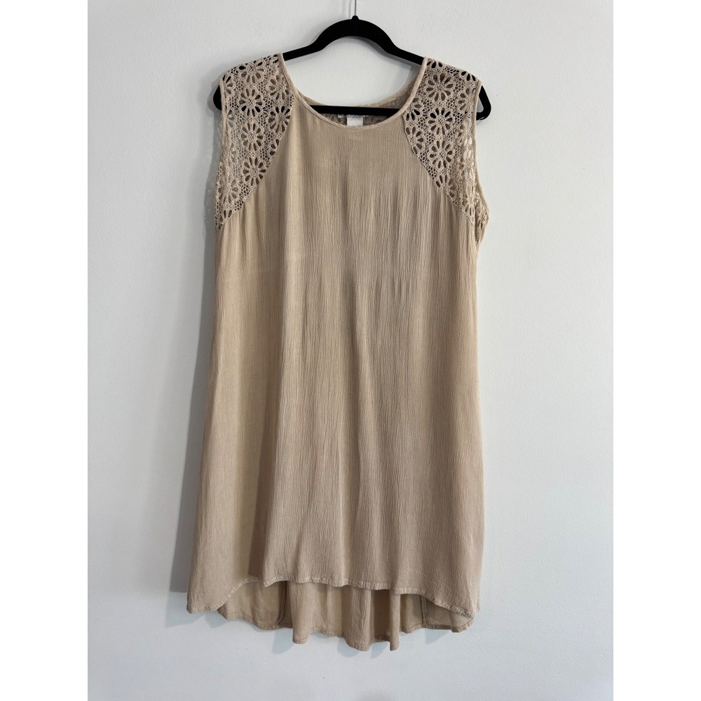 Crochet swim cover up beach Cute Options Back Dress Women Medium Tan Lace Boho